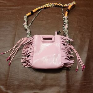 Maje pink fringe tote
